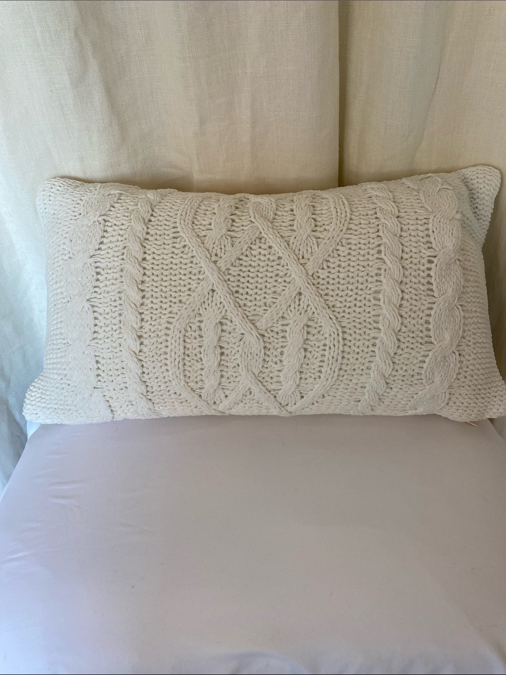 Cable-Knit Cream Decorative Throw Pillow